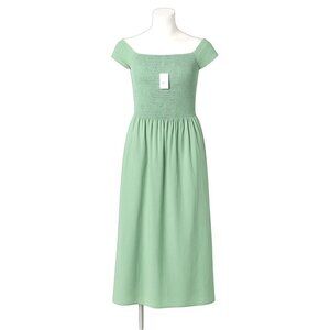 Free People Ceci Smocked Midi Mint Green Size Large NEW